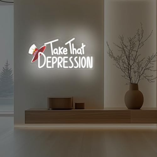 Image of Take That Depression Duck Neon Sign, Hazbin Hotel wall art, Lucifer,Hazbin Hotel Fan Art, Depression Duck,Best Dad Lucy, Lucifer Morningstar, 16.5 inchx8.7 inch