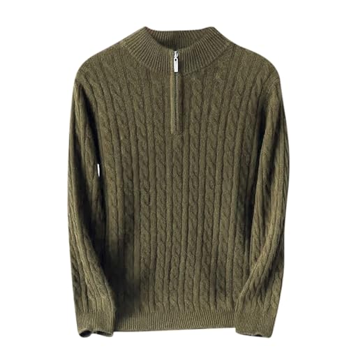 Mens Quarter Zip Cable Knit Sweater Jacquard Pullover Long Sleeve Pullover Sweaters Casual Plus Size Sweater