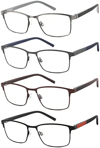 4 Pack Reading Glasses for Men, Blue Light Blocking Computer Readers, Anti UV Ray/Eye Strain/Glare