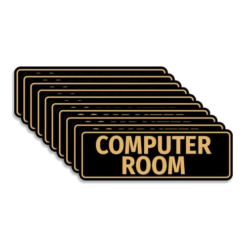 Standard Computer Room Sign (Black/Gold) - Small (10 Pack)
