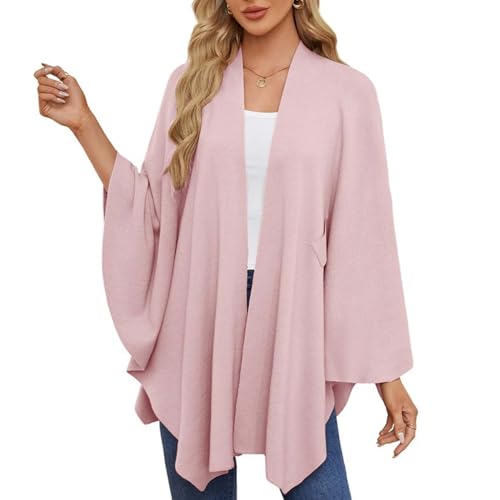 Dayyearn Elegant Shawl Wraps Soft Open Front Poncho Sweater, Cross Front Knit Poncho Sweater for Travel & Office3