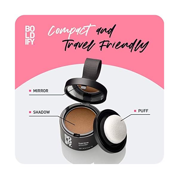 BOLDIFY-Hairline-Powder-Medium-Brown-Instant-Stain-Proof-48-Hour-Formula-Locks-On-for-Full-Body-Hair-Beard-Root-Touchup-Hair-Loss-Powder-Spray-for-Thinning-Bald-Spots-Gray-Root-Line BOLDIFY Hairline Powder - Root Touch Up & Hair Loss Cover Up, Instant Gray Coverage 48-Hour Stain-Proof Hair Color Powder for Women & Men, Hair Fibers and Hair Topper Alternative (Medium Brown)