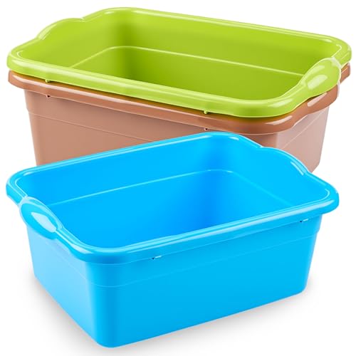Honeydak 3 Pack Plastic Wash Basins 12 Quart Dish Pan