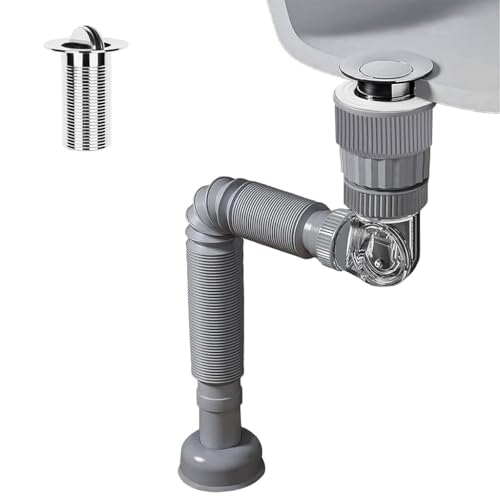 Image of Adjustable Anti-Odor Sink Drain Pipe Kit for Bathroom & Kitchen | Flexible Leak-Proof Waste Pipe with Deodorizing Trap, Fast Drainage Hose, Universal Fit & Easy DIY Installation