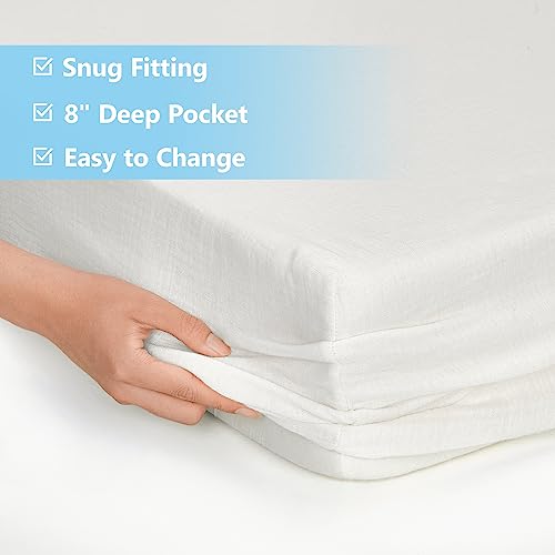 Tillyou Muslin Crib Sheet (White, Crib Bedding) #TOP3