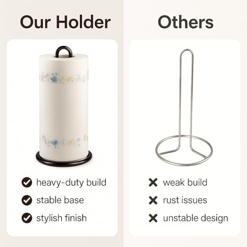 Image of Craft Expertise Tissue Paper Holder - Black Iron Toilet Paper Holder for Bathroom -Toilet Roll Holder & Organizer - Durable Toilet Tissue Rack (Length 4.5 x Width 4.5 x Height 9 Inches) (Napkin-Cut)
