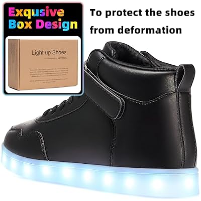 APTESOL Unisex LED Shoes High Top Light Up Sneakers for Women Men