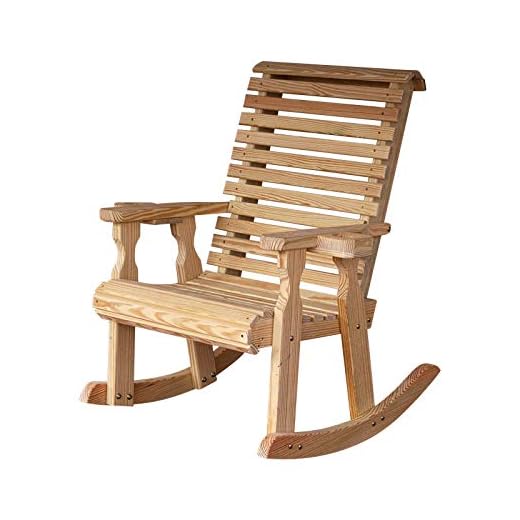 Amish Heavy Duty 600 Lb Roll Back Pressure Treated Rocking Chair with Cupholders (Unfinished)