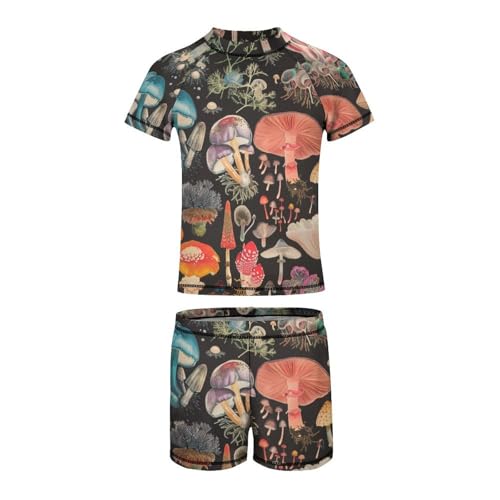 The Various Mushroom ArtChildren's Casual Swimsuit Set - Simple and Versatile2