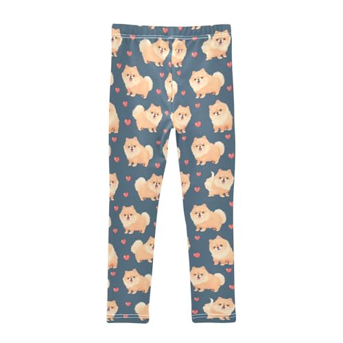 Wusikd Pomeranian Girls' Leggings Toddler Doodles Puppy Hearts Kids Yoga Pants Dance Active Tights 4T2