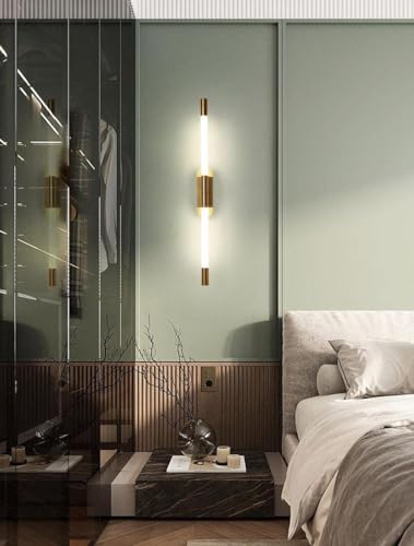 Image of Glowave Modern Golden 600mm Metal LED Long Tube Wall Light - Warm White