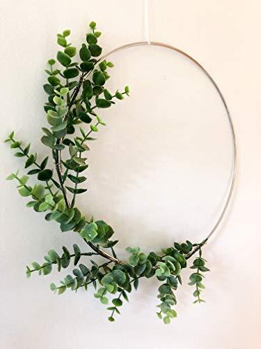 Designs By Dh Metal Hoop Wreath Shabby Chic Eucalyptus Succulent Green Simple Wedding Baby Nursery Rustic Farmhouse Scandinavian Home Decor (Large - 12") #TOP1