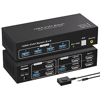 8K HDMI KVM Switch for Dual Monitors and Computers