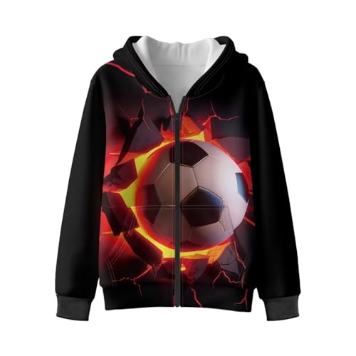 Rnyleeg Ball Theme Boys Jackets Zip Up Hoodies for Boys Kids Sweatshirt Cardigan with Pockets Comfy Soft Long Sleeve Tops