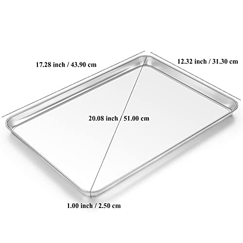 Baking Sheet With Silicone Mat Set, Yododo Set Of 4 (2 Sheets + 2 Mats), Stainless Steel Cookie Sheet Baking Pan Tray With Silicone Mat, Non Toxic & Heavy Duty & Easy Clean - Size Of 17½ Inch #TOP1