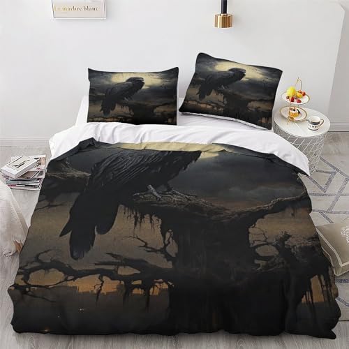 Housse de couette corbeau infroissable en microfibre pour lit - 4