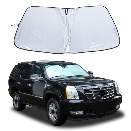 Heutamo フロントガラスサンシェード キャデラックエスカレード2007-2014年モデル対応 反射サンシェード フロントウィンドウサンシェード ヒートブロッカーバイザープロテクター 車内を涼しく保つ 1個