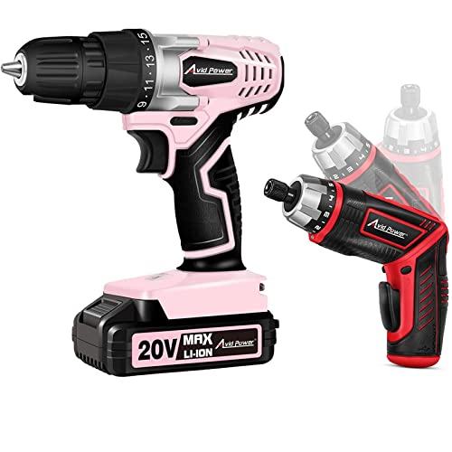 Avid Power 20V Cordless Drill Set With 3/8 Inches Keyless Chuck And 4V Cordless Electric Screwdriver With 1/4" Metal Chuck #TOP17