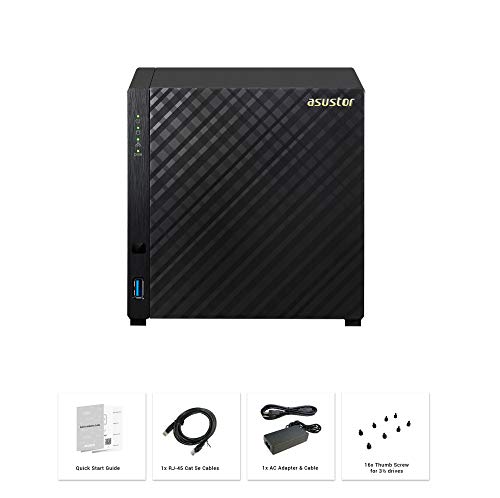 Asustor AS1004T v2-4 Bay NAS + Free exFAT License, 1.6GHz Dual-Core, 512MB RAM, Network Attached Storage, Personal Private Cloud, Home Media Server (Diskless)