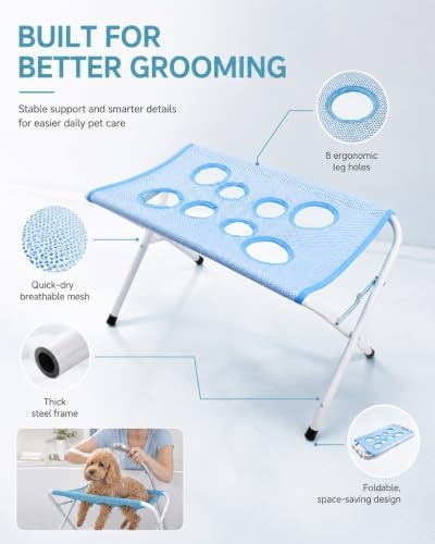 Foldable Pet Bathing Stand, Dog Grooming Hammock for Cats and Small Dogs - 2