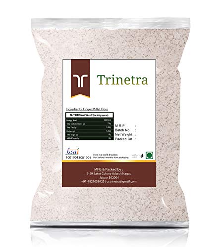 Image of Trinetra Ragi Atta (Finger Millet Flour) | Calcium & Fibre-Rich Millet Flour | 1 kg