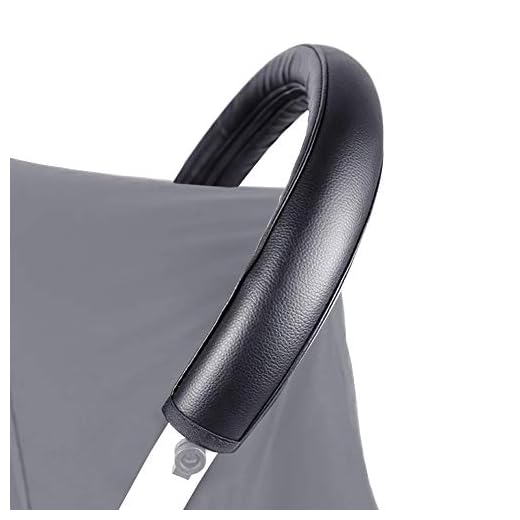 FAVENGO Fundas de Protectora Cubierta de la Barra del Cochecito para Cochecito de Bebé Mango Universal Cubierta a Prueba de Polvo Cuero de PU Negro con Cierre de Cremallera (Negro)