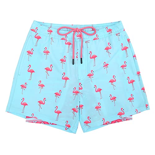 Lrd Men's Swim Trunks With Compression Liner 5 Inch Inseam Quick Dry Swim Shorts Party Like A Flock Star/Tribal - L #TOP5
