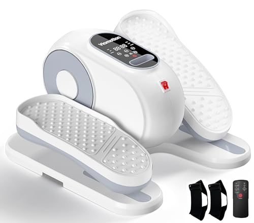 Under Desk Elliptical Machine Leg Exerciser as Seen on TV While Sitting for Senior with Remote Control Portable & Quiet Pedal Exerciser with 12 Adjustable Speed White
