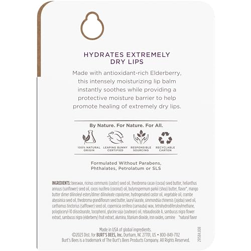 Image of Burt's Bees Rescue Balm Elderberry Lip Balm, With Antioxidant-Rich Elderberry, Tint-Free, Natural Origin Lip Care, 2 Tubes, 0.15 oz.