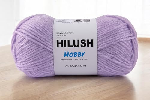 Image of Hobby,Wool Yarn dk Acrylic Hand Knitting Yarn Ball (100g /1 Ball),Suitable for Craft amigurumi Shade 001 (Lilac)