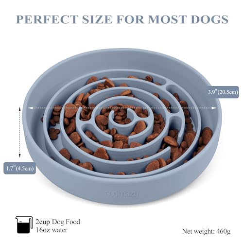 Coomazy Antischlingnapf Hunde Ø 20 cm Silikon Hundenapf mit Saugnapf Langsam Fressen Futternapf für Kleine bis Mittel Große Hunde(Blau)