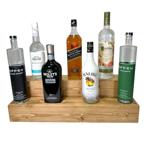 RBD Home Tiered Bottle Shelf | 2 Tier Liquor Bottle Display | Bar Organization | Kitchen Counter Shelf (Early American)