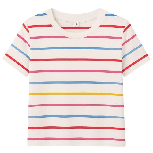 Image of Children's Striped Cotton T-Shirt, Classic Design, Multiple Colors, Age 1-7