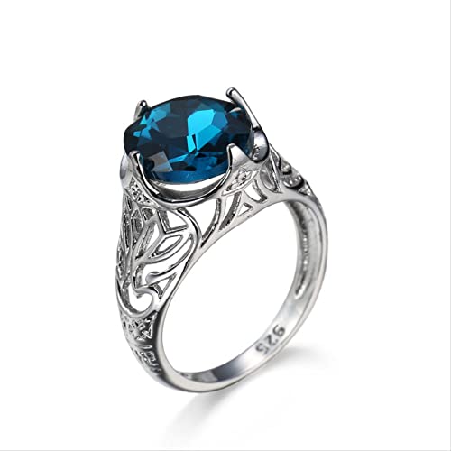 Bague en argent 925 avec topaze ovale luxueuse 5 couleurs éclatantes
