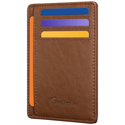 Image of Travelambo Slim Minimalist Wallet for Men, RFID Blocking Credit Card Holder, Front Pocket ID Card Case, Gifts for Men, Husband, Boyfriend, Teenage
