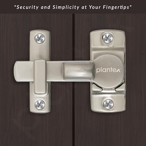 Image of Plantex Door Lock Latch /180 Degree Door Latch Lock /Flip Latch Lock for Door /Baby Latch for Bathroom /Latch Lock for Main Door /Double Door Lock /Door Stopper for Home /Chitkani - (Satin)