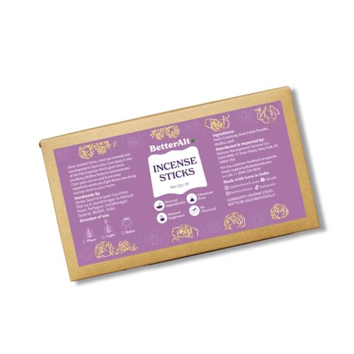 Better Alt Incense Sticks, Natural Rose Fragrance (30 Qty)| for Relaxation & Air Cleanising| 100% Natural, Chemical Free, No Charcoal