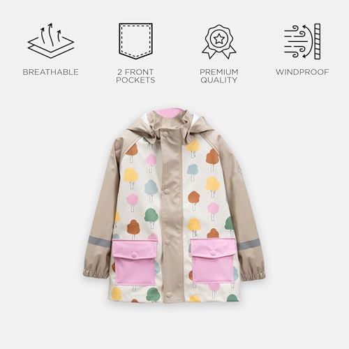 7AM Rain Jacket Kids - Unisex Kids Waterproof Coat with Removable Hood, Quick Dry & Stylish, Fun Prints | Rainwear Collection3