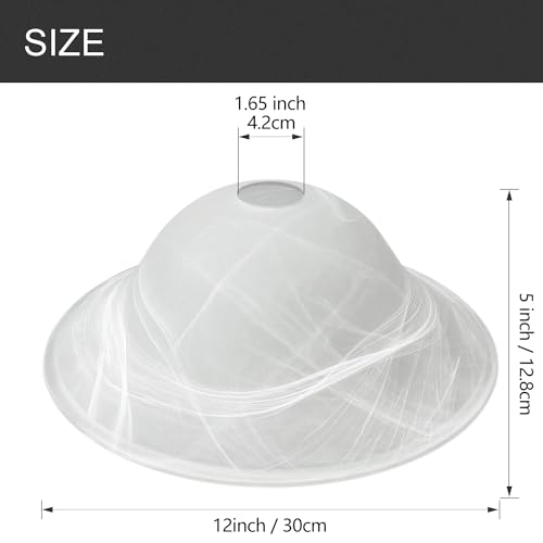 Image of Antique Glass Lamp Shade for Floor lamp, Alabaster Torchiere Lamp Shade Replacement, Floor Lamp Replacement Parts (White Alabaster, 12'')