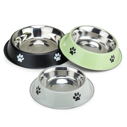 Image of PremiumAV Stainless Steel Dog Bowl 400 ML 1 No. Size - Anti-Skid Pet Bowl with Non-Slip Base for Puppies & Cats, Durable Food & Water Dish, Non-Toxic Easy Clean Silver Feeding Bowl, Small Pet Gift