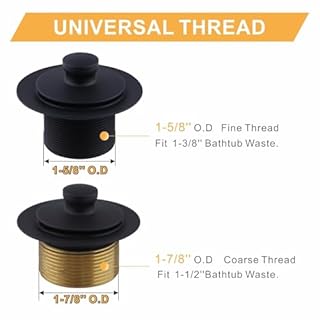 Black Bathtub Tub Drain Conversion Kit Assembly, Wellup Lift and Turn Twist Tub Drain Trim Kit with Two-Hole Overflow Faceplate, Matte Black