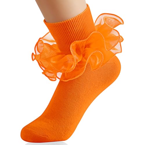Image of Komorebi Big Ruffle Ankle Socks Lace Frilly Cotton Socks for Women Girls