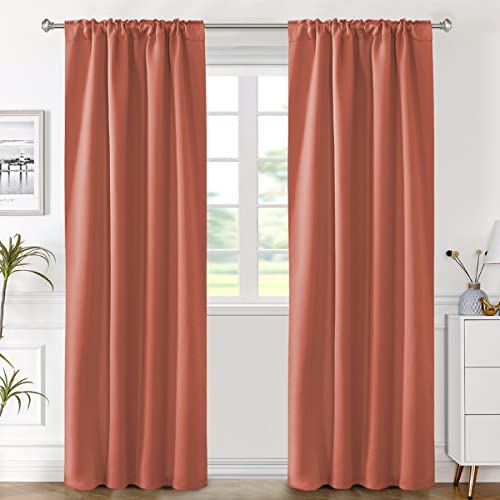 Image of H.VERSAILTEX Blackout Curtains Thermal Insulated Window Treatment Panels Room Darkening Blackout Drapes for Living Room Back Tab /Rod Pocket Bedroom Draperies (2 Panels, Orange, 42 x 84 Inch)