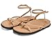 Coutgo Womens Strappy Flat Sandals Comfortable Flip Flop Footbed Sandals Ankle Strap Summer Beach Shoes Tan