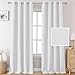 H.VERSAILTEX Linen Curtains 108 Inches Room Darkening Thermal Insulated Extra Long 108 Textured Linen Burlap White Curtains, Grommet Primitive Linen Curtain Drapes - Pure White (2 Panels)