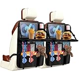 VIBINHO Auto Organizer 2 Stück, Autositz Organizer Kinder mit Klapptisch,Große Rückenlehnenschutz,Wasserdichter Rücksitzschutz für Kinder - Schwarz