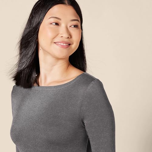 Image of Amazon Essentials Women's Slim-Fit 3 /4 Sleeve Boat Neck Cotton Modal Micro Rib T-Shirt