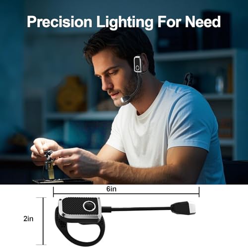Image of Ear-Wearing Reading Light,Portable USB Rechargeable Book Light,3 Color Temperatures & Stepless Dimming Brightness,Hands-Free Book Light for Reading in Bed, Knitting, Repairing, Bookworms Gifts (White)