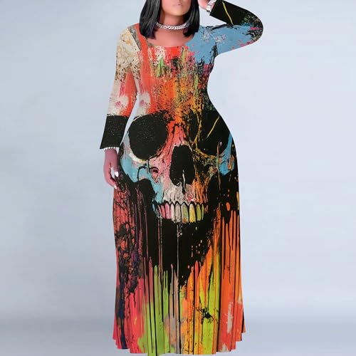 Image of PinkPatty Women's Plus Size Long Sleeve Maxi Dresses T Shirt Boho Sundress Fall Dress with Pockets