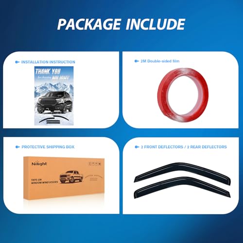 Image of Nilight Tape-On Rain Guards for Chevy Express 1500 1996-2014, 2PCS | Smoke Out-Channel Side Window Wind Deflectors for Fresh Air in Rainy Weather